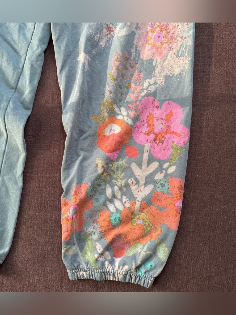 Natural Life LOVE Floral Graphic Jogger Sweatpants XL Blue - Picture 3 of 7